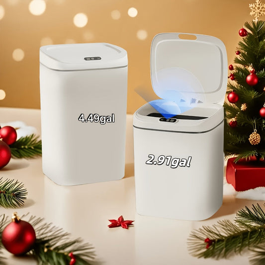 Motion Sensor Trash Can Silent Slow-Close Lid – Touchless Infrared Auto Open, Touchpad Control, Battery Operated | 2.91 Gal Mini & 4.49 Gal | Home Office Kitchen Bathroom Bedroom
