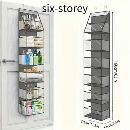 Hanging Storage Organizer 4 or 6-Layer Foldable Non-Woven Bag in Gray or Neutral Color Options