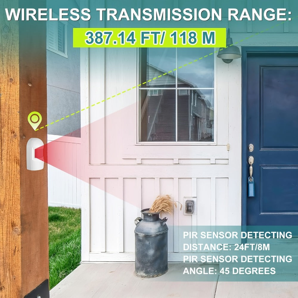 Wireless Driveway Alarm System – Outdoor Motion Sensor Alert with Receiver, Infrared PIR Detector for Home Security, Business Entry & Garage Door Monitor