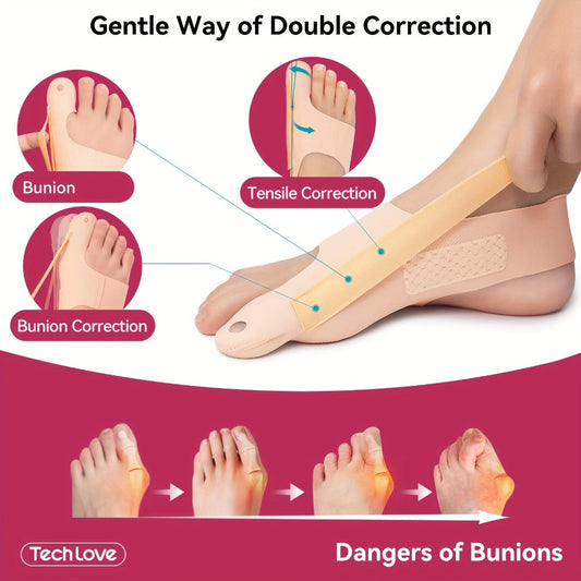 Bunion Corrector Socks Big Toe Straightener 1 Pair Adjustable Breathable Day Night Sleeve In-Shoe Hallux Valgus Correction Medium Large