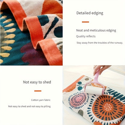 80 × 160 cm Printed Bath Towel with Six Patchwork, Dragonfly, Sunflower and Floral Patterns