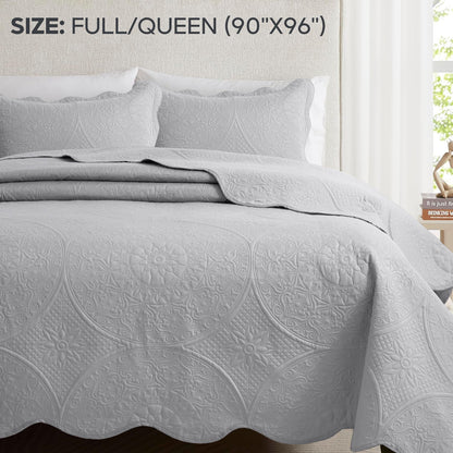 Quilted Bedspread Set 3 Piece – Soft Floral Coverlet with Pillow Shams, Lightweight Breathable Quilt for Bedroom & Guest Room, All Season Bed Cover