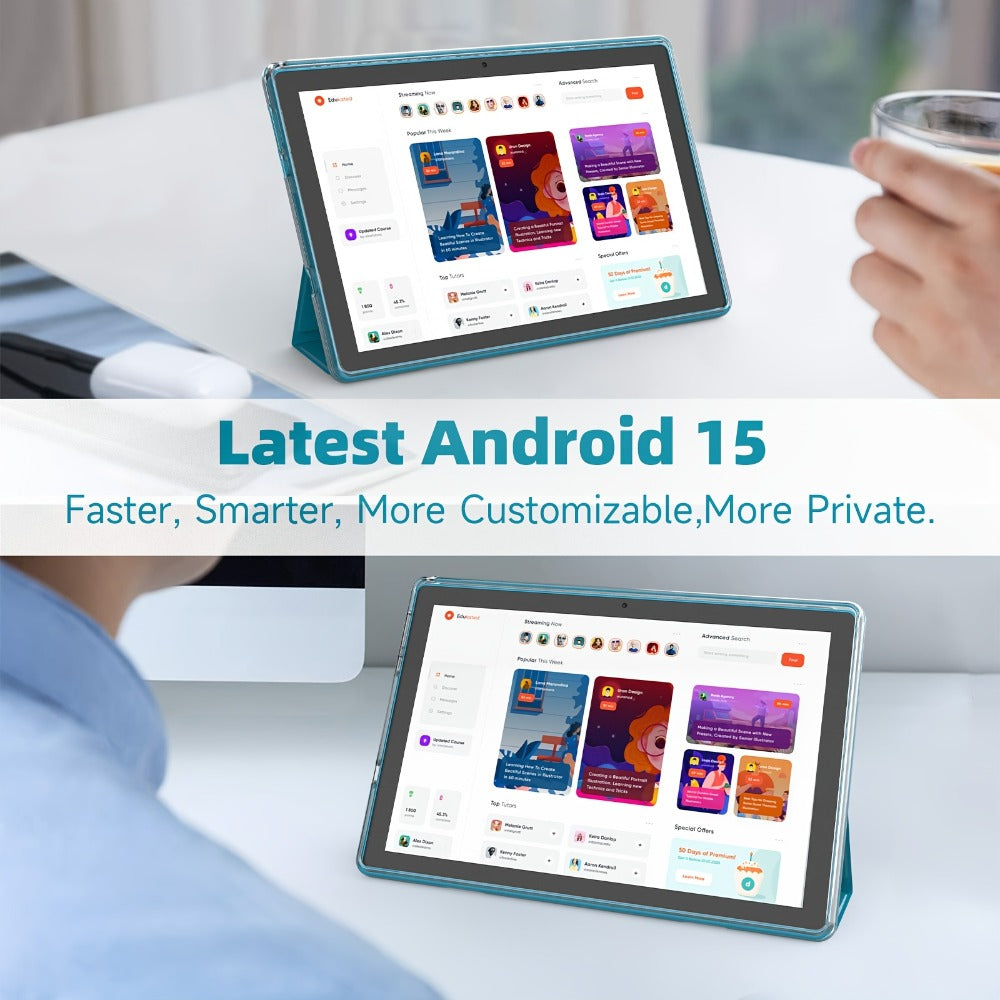 Android 15 Tablet 10 Inch, 12GB+6GB RAM 128GB ROM 1TB Expandable Storage, RK3562 Quad-Core, Dual Band 2.4G/5G WiFi, IPS Touch Screen, Long Battery Life - Fast Performance Pad for Work & Entertainment