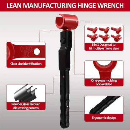 Six-in-One Door Hinge Gap Adjustment Wrench Set with Steel Bender Handle and Six Size Heads