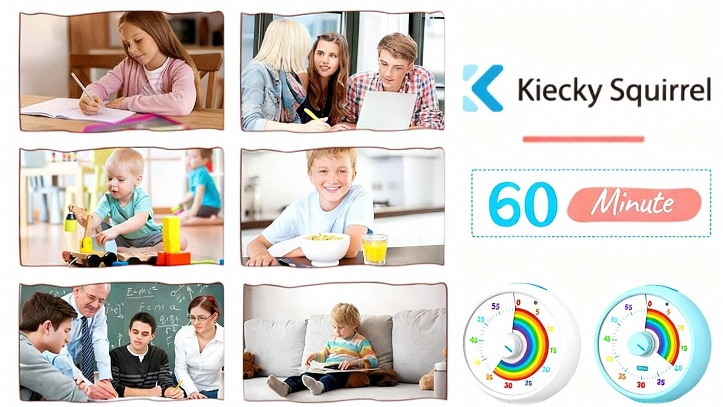 Visual Countdown Timer 60 Minute – Silent Operation Time Management Clock for Classroom, Office, Kitchen & Desktop, Multiple Colors Available
