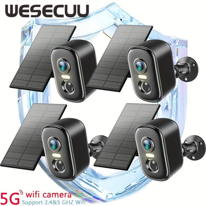 Black Dual-Band Solar WiFi Security Camera with Separate Panel and One- to Four-Camera Pack Options