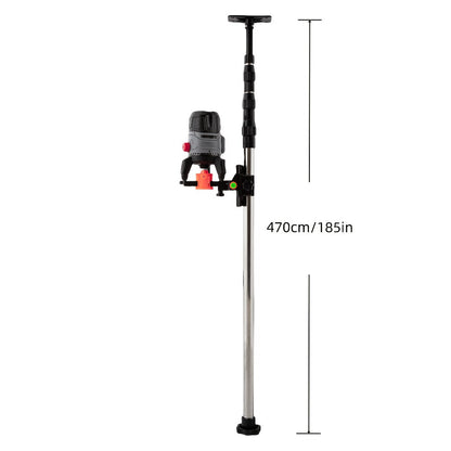Stainless Steel Telescoping Laser Level Pole, 15.4-Foot Support Rod with 1/4-20 and 5/8-11 Mounts