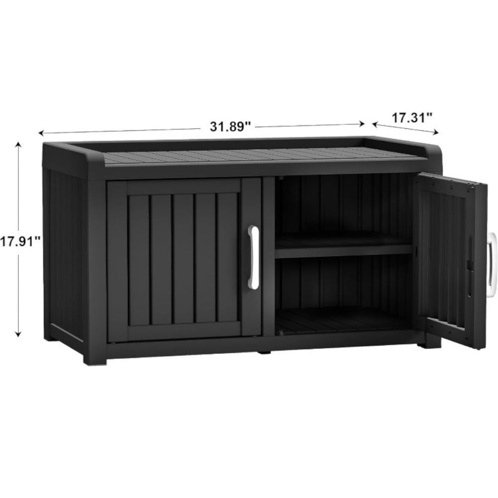 Light Brown Shoe Storage Bench with Hidden Cabinet for Entryway, Porch, Patio, Mudroom or Hallway Organization