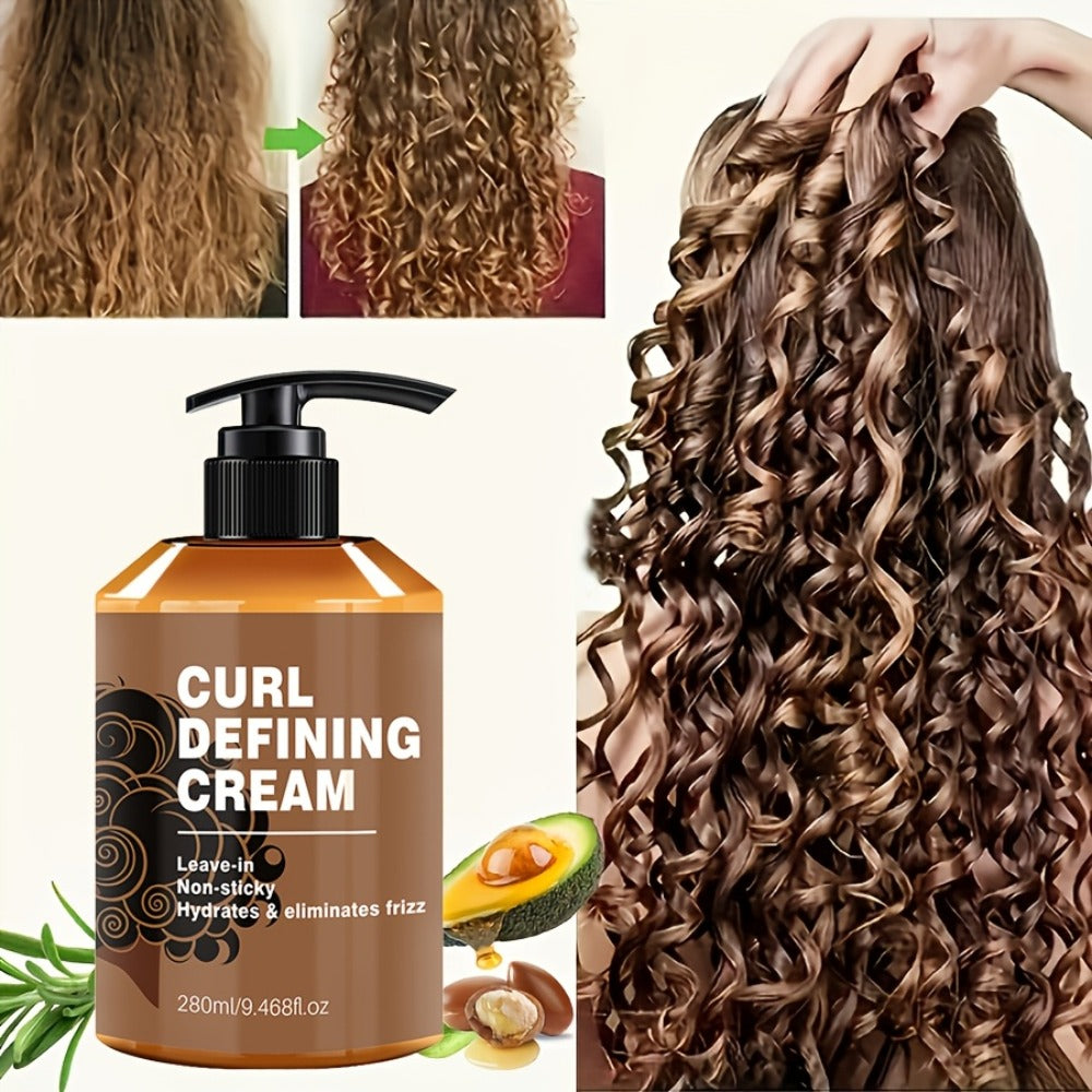 280ml Curl Defining Cream in Pump Bottle with Leave-In Styling Directions for Wavy and Curly Hair
