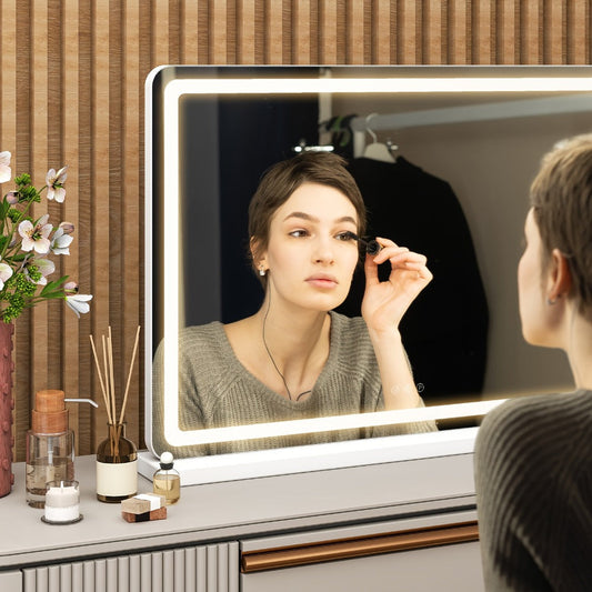LED Vanity Mirror with Lights – Dimmable 3 Color Modes, Memory Function, USB Port & Aluminum Frame for Bathroom, Bedroom & Desk Makeup Mirror, 13x17 / 22x19 / 32x22 in