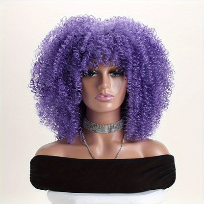 Synthetic Wig 16-Inch Kinky Curly Afro with Elastic Net Cap in 18 Color Options for Cosplay Looks