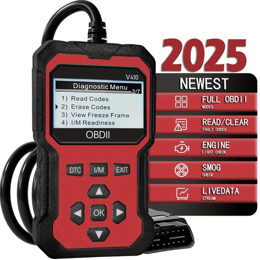 OBD2 Scanner Diagnostic Tool – Check Engine Code Reader with Reset, I/M Readiness & Live Data for All OBDII Cars Since 1996, Supports 9 Protocols, 6 Languages, No Battery Needed
