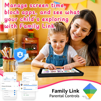 Kids Tablet Apolosign 10.1 Inch with Android 15, 8GB RAM, 64GB Storage, WiFi 6 and 1280x800 Display