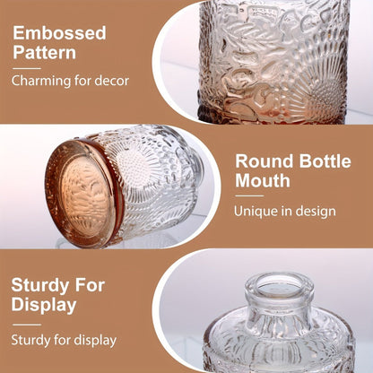 Amber Glass Bud Vases, 36-Piece Mixed Shape Bottle Set for Tables, Shelves and Event Centerpieces