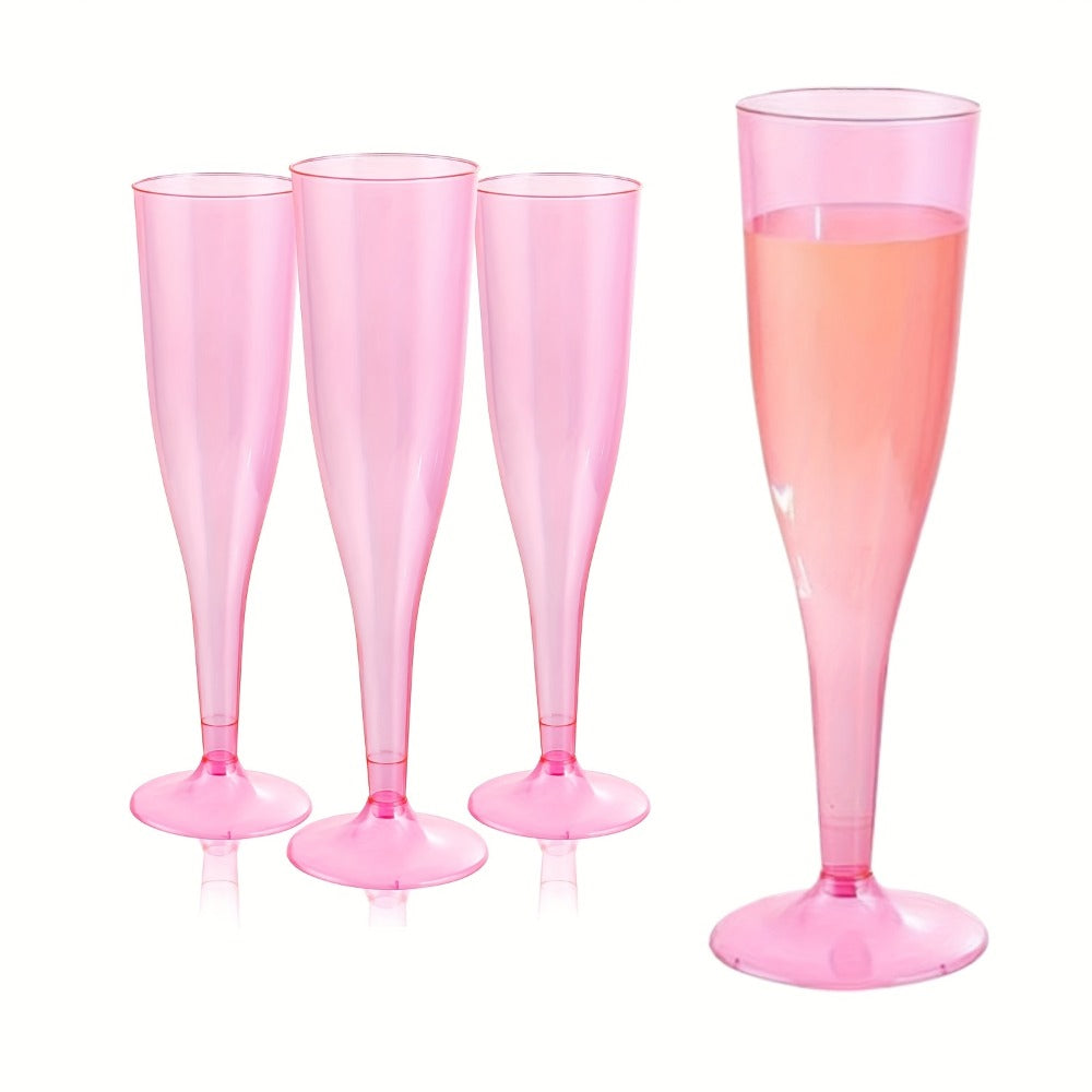 Pink Plastic Champagne Glasses Disposable 25 50 Pack – BPA-Free PS Mimosa Cups Pink Plastic Wine Glasses for Wedding Bridal Shower Cocktail Party Outdoor Events