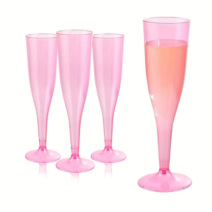 Pink Plastic Champagne Glasses Disposable 25 50 Pack – BPA-Free PS Mimosa Cups Pink Plastic Wine Glasses for Wedding Bridal Shower Cocktail Party Outdoor Events