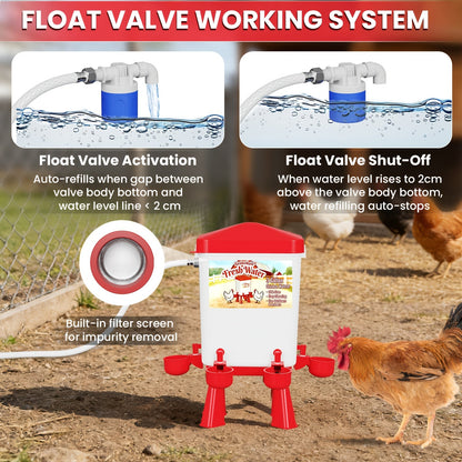 Chicken Waterer | Float Valve Hose Connect Continuous Auto Chick Duck