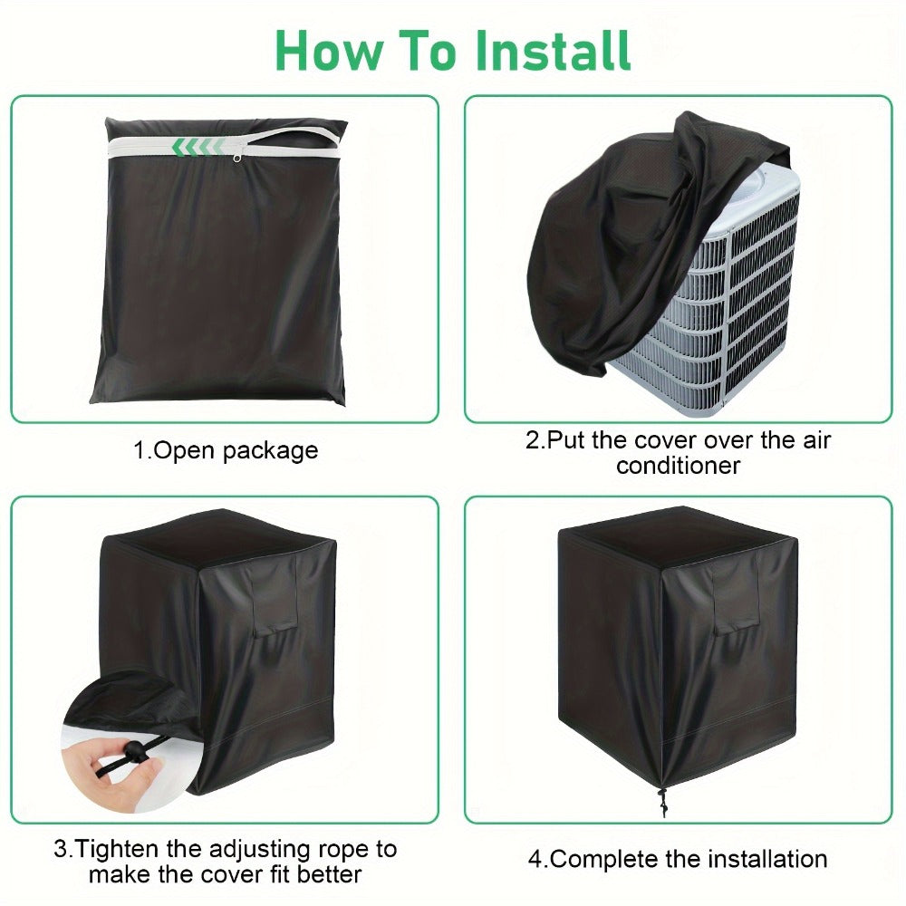 Outdoor AC Unit Cover 30x30x32 Inch Waterproof | Air Conditioner Protector with Drawstring Closure for Condenser & HVAC – All-Weather UV & Rain Shield, 210D Oxford Cloth, Black