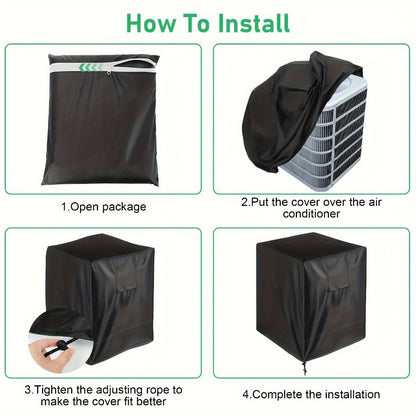 Outdoor AC Unit Cover 30x30x32 Inch Waterproof | Air Conditioner Protector with Drawstring Closure for Condenser & HVAC – All-Weather UV & Rain Shield, 210D Oxford Cloth, Black