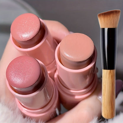 Matte Cream Blush Stick Set 3pcs Multifunctional — Waterproof Non-Greasy Brightening Formula, Blendable Color for Cheeks Lips & Eyes, Long-Lasting Travel-Friendly Daily Face Makeup for Women