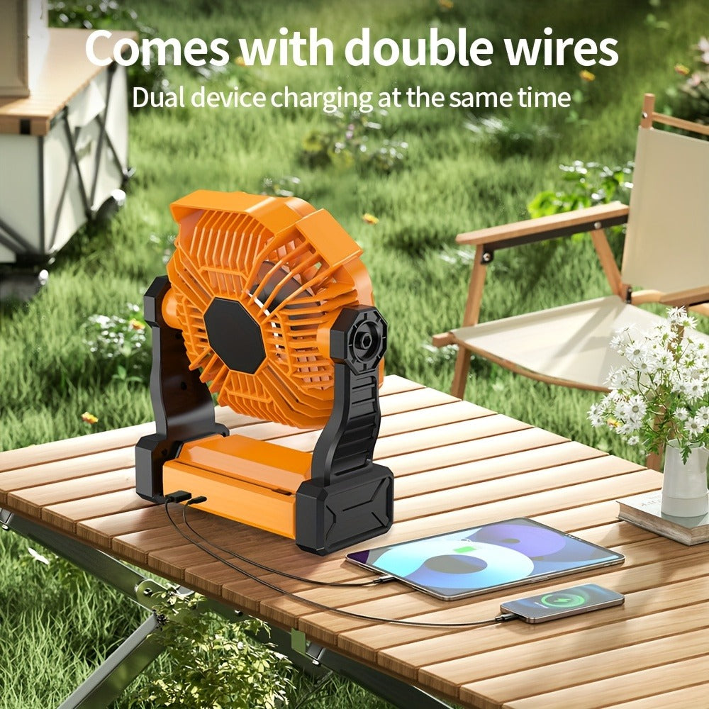 20000mAh-Label Camping Fan with Hanging Hook, LED Lantern and Six Color Checkout Options Pictured