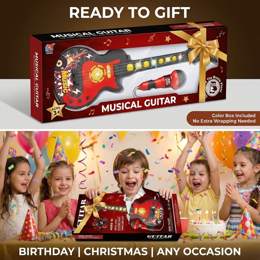 Kids Electric Guitar Toy with Microphone, Lights & Sounds – Musical Instrument Toy for Toddlers Ages 3-8, Birthday Gift for Boys & Girls