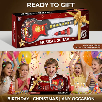 Kids Electric Guitar Toy with Microphone, Lights & Sounds – Musical Instrument Toy for Toddlers Ages 3-8, Birthday Gift for Boys & Girls