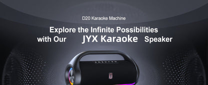 JYX D20 Portable Bluetooth Boombox Speaker with 3D Surround Sound, RGB Disco Lights, Deep Bass Boost, TWS Stereo, 8-10H Playtime, MicroSD USB AUX for Outdoor Party, Camping & Indoor Use