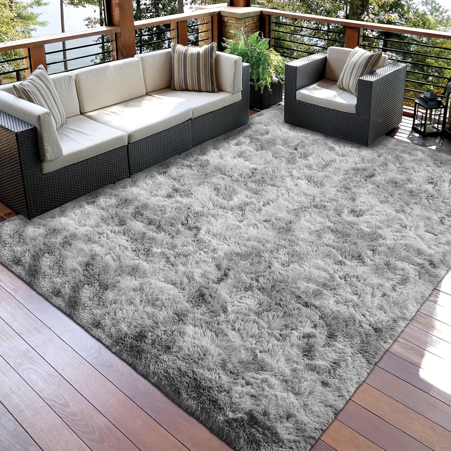Area Rug Tie-Dye Shaggy Plush Design with Six Colors and Four Washable Sizes for Bedroom or Dorm