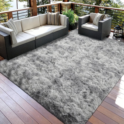 Area Rug Tie-Dye Shaggy Plush Design with Six Colors and Four Washable Sizes for Bedroom or Dorm