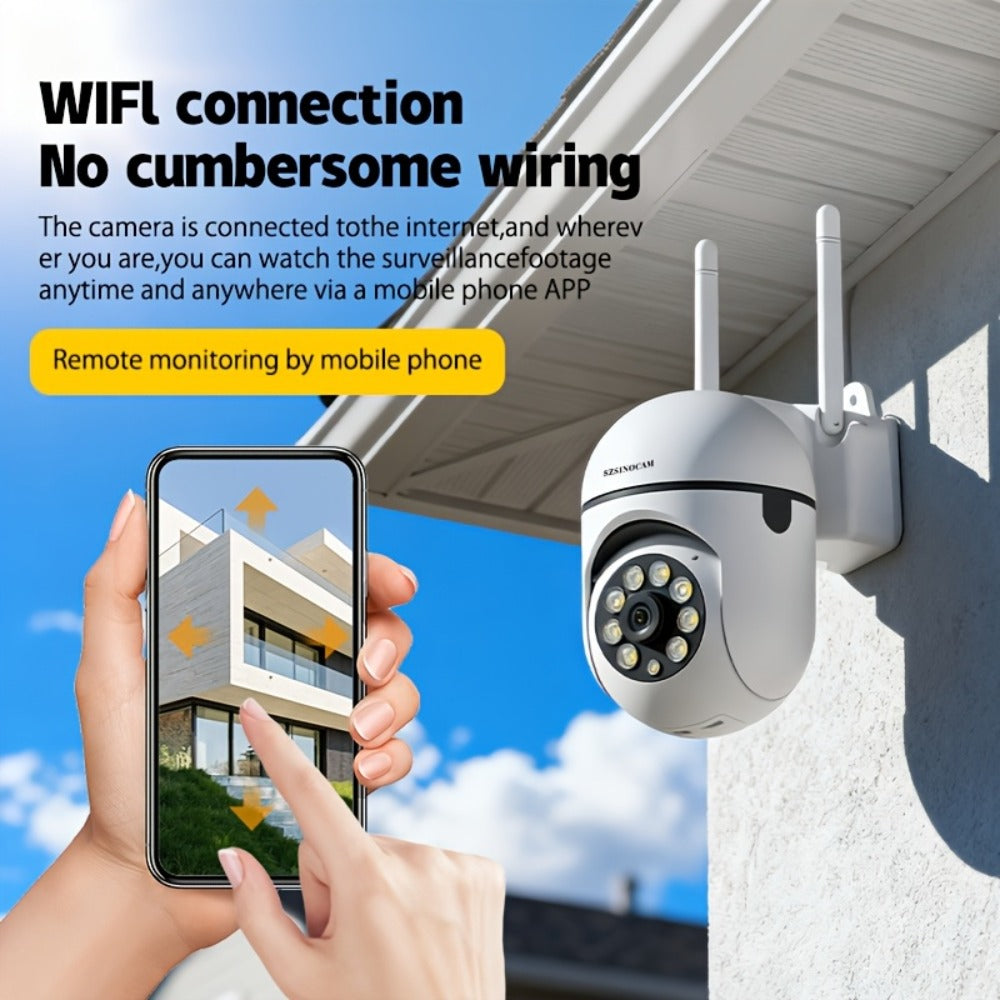 Security Camera 1080P PTZ Model with 360 Pan-Tilt, Color Night Vision, Two-Way Audio, Spotlight and TF Storage