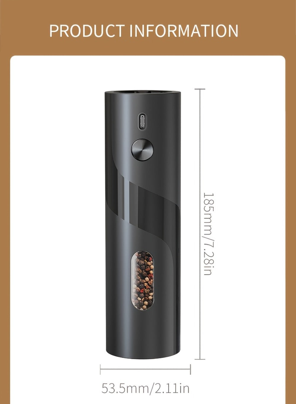 Electric Salt and Pepper Grinder Set – Rechargeable Automatic Mills with LED Light, Adjustable Coarseness & 3.72oz Capacity for Home Kitchen, BBQ, Restaurant & Outdoor Entertaining