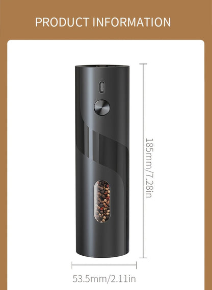 Electric Salt and Pepper Grinder Set – Rechargeable Automatic Mills with LED Light, Adjustable Coarseness & 3.72oz Capacity for Home Kitchen, BBQ, Restaurant & Outdoor Entertaining