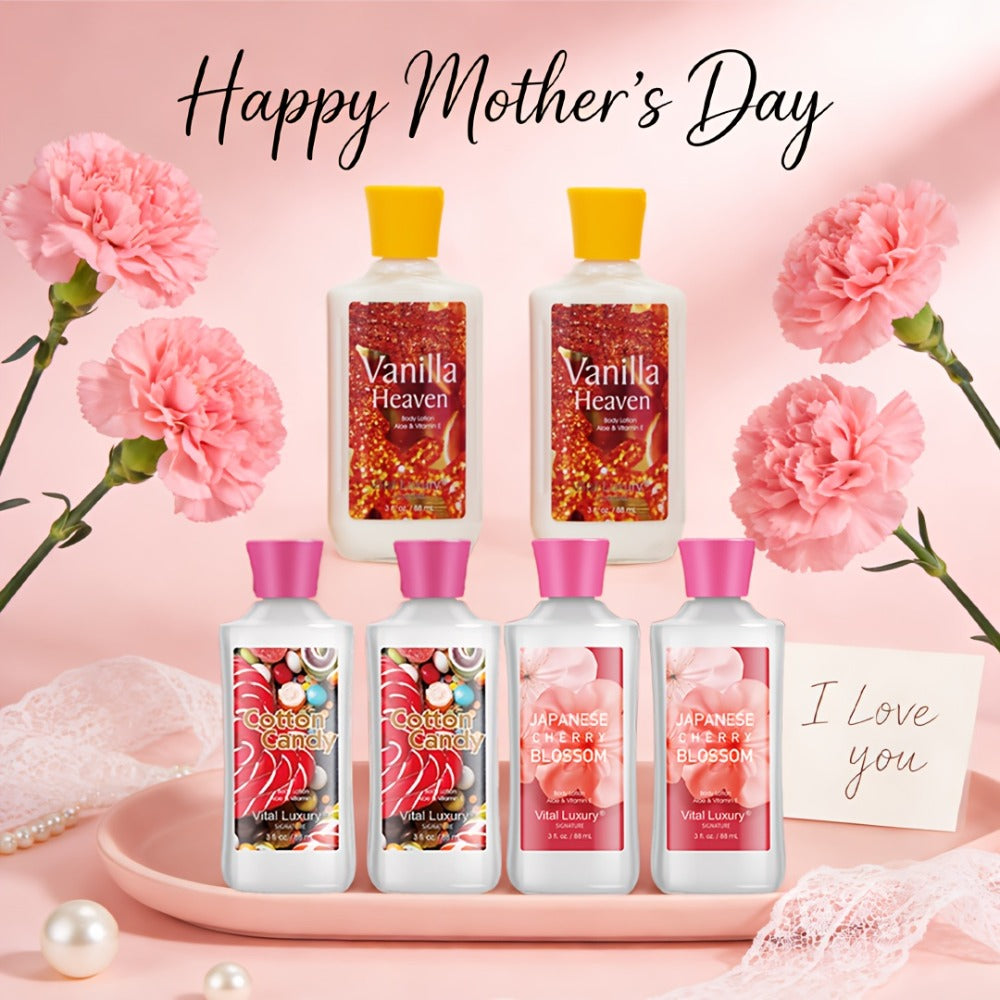 Scented Body Lotion in Japanese Cherry Blossom, Vanilla Heaven or Cotton Candy Bottles and Two-Piece Sets