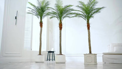 Large Artificial Palm Tree with Textured Trunk, Green Fronds and Three Exact Height-and-Pack Checkout Options