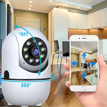 Pan Tilt Indoor Security Camera 355° with Dual Band 2.4G/5GHz WiFi, Color & B&W Night Vision, 2-Way Audio, Baby Pet Monitor, Motion Detection, Alexa Compatible, Cloud & SD Storage – 1/2/3/4 Pack