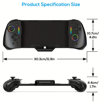 Telescopic RGB Gaming Controller Grip, Model NT197B with Dual Vibration and Switch or Switch OLED Fit