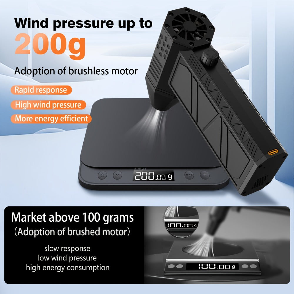 Orange-and-Black Turbine Air Duster with Four Power and Accessory Set Checkout Options Pictured