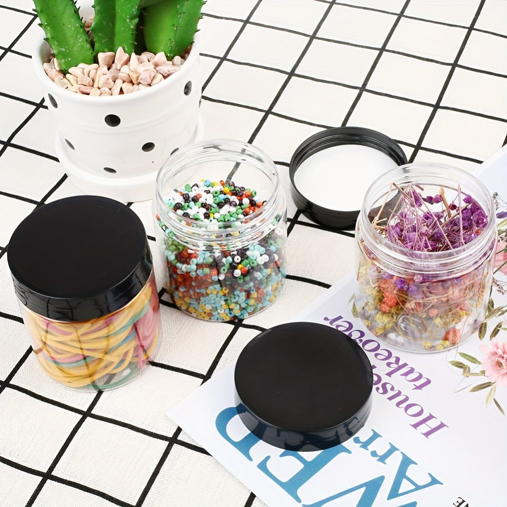 Food Storage Containers Twelve-Piece 4 oz Clear PET Jar Set with Screw-Top Gasket Lids for Hand Washing