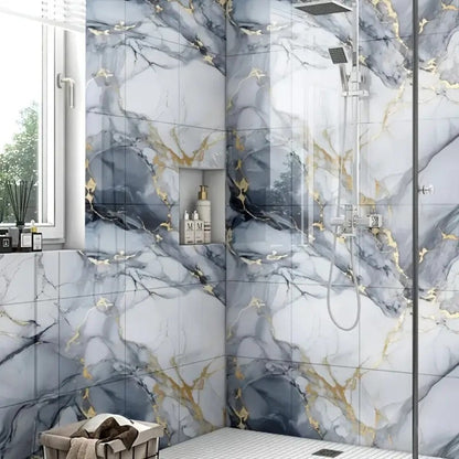 Twenty-Piece 30 cm Marble-Pattern Wall Tile Sticker Set with Five White, Green, Gray or Black Designs