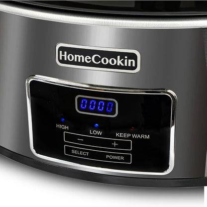 Digital Slow Cooker 6 & 7 Quart Programmable with Non-stick Ceramic Bowl, Countdown Timer & Keep