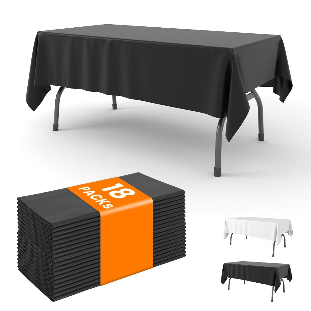 Disposable Plastic Tablecloths 18/36 Pack 54x108 Inch – Leakproof Sturdy White Table Cover for Party Picnic Wedding Birthday Banquet Outdoor Event Decorative Table Cloth Bulk Pack