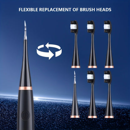 Electric Toothbrush Kit with Five Brush Heads, Two Accessory Cleaning Heads, USB Charging and Travel Case