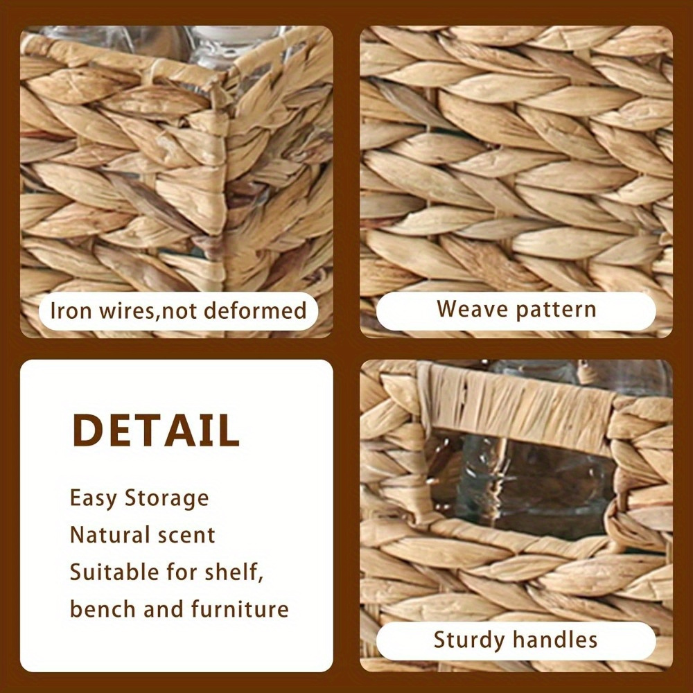 Water Hyacinth Storage Baskets with Seagrass and Paper Rope Options in 2- or 4-Pack Cube Sizes