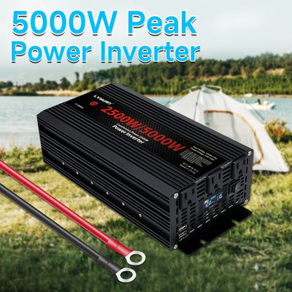 Black or Red 12V DC to 110V AC Power Inverter with 500W or 2500W Model Options, Display and USB Port