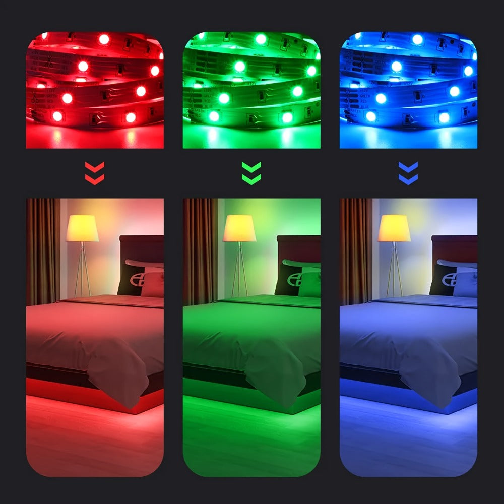 RGB LED Strip Lights for Party Wedding Event with 44-Key Remote - Colorful Color Changing Dimmable 50FT 100FT for Bedroom Kitchen Bar Holiday Home Decoration