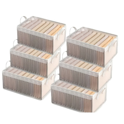 Six-Piece Foldable Clear Storage Box Set with Steel Frame, Handles and 47 x 30 x 20 cm Size