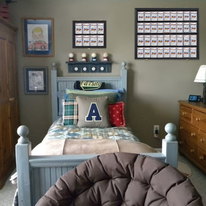 Black 36-Slot Wall Display Frame for Graded Sports Cards with Two Locks and One-, Two- or Three-Case Options