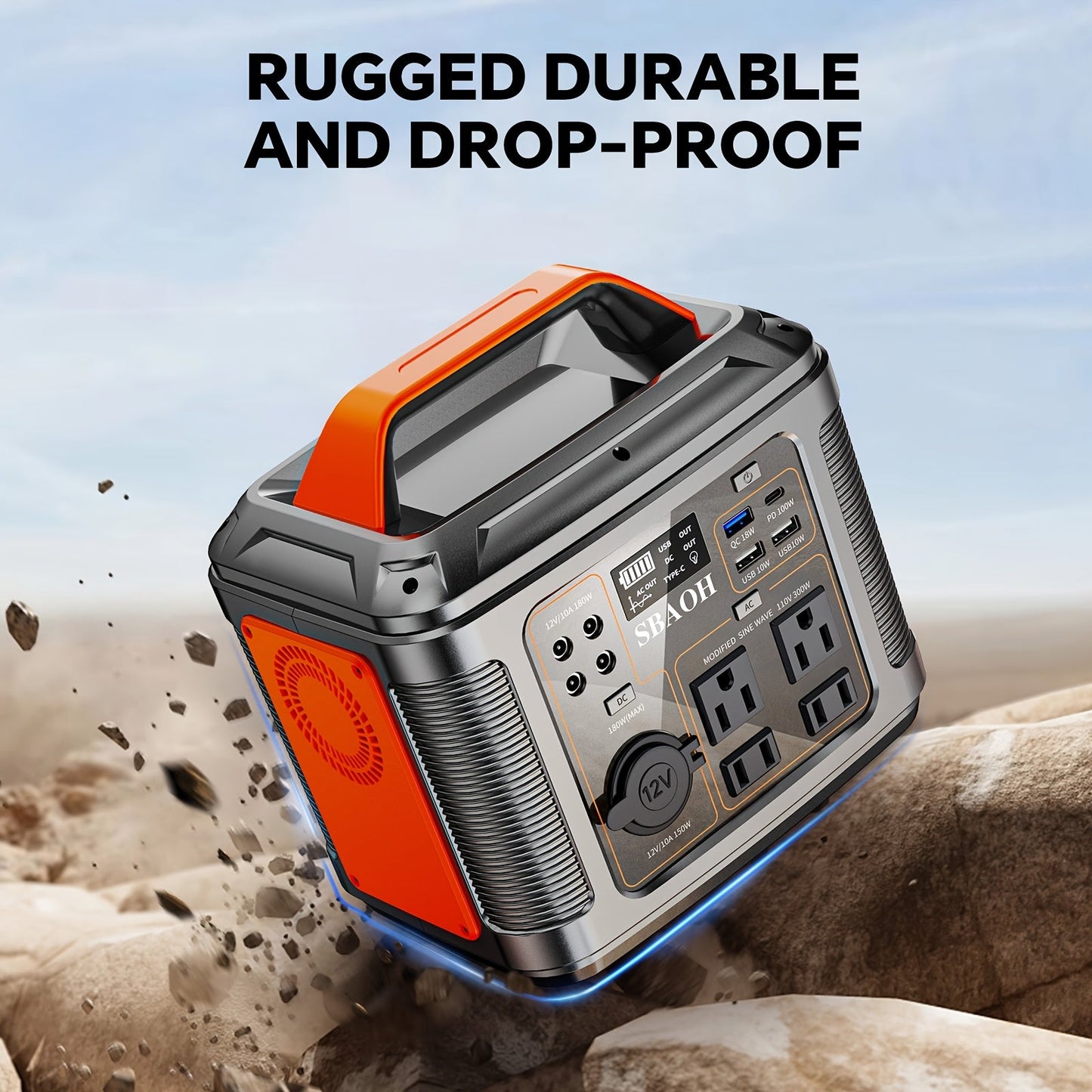 Portable Power Station 296Wh 300W with AC, DC, USB, LED Light and Optional 60W Solar Panel