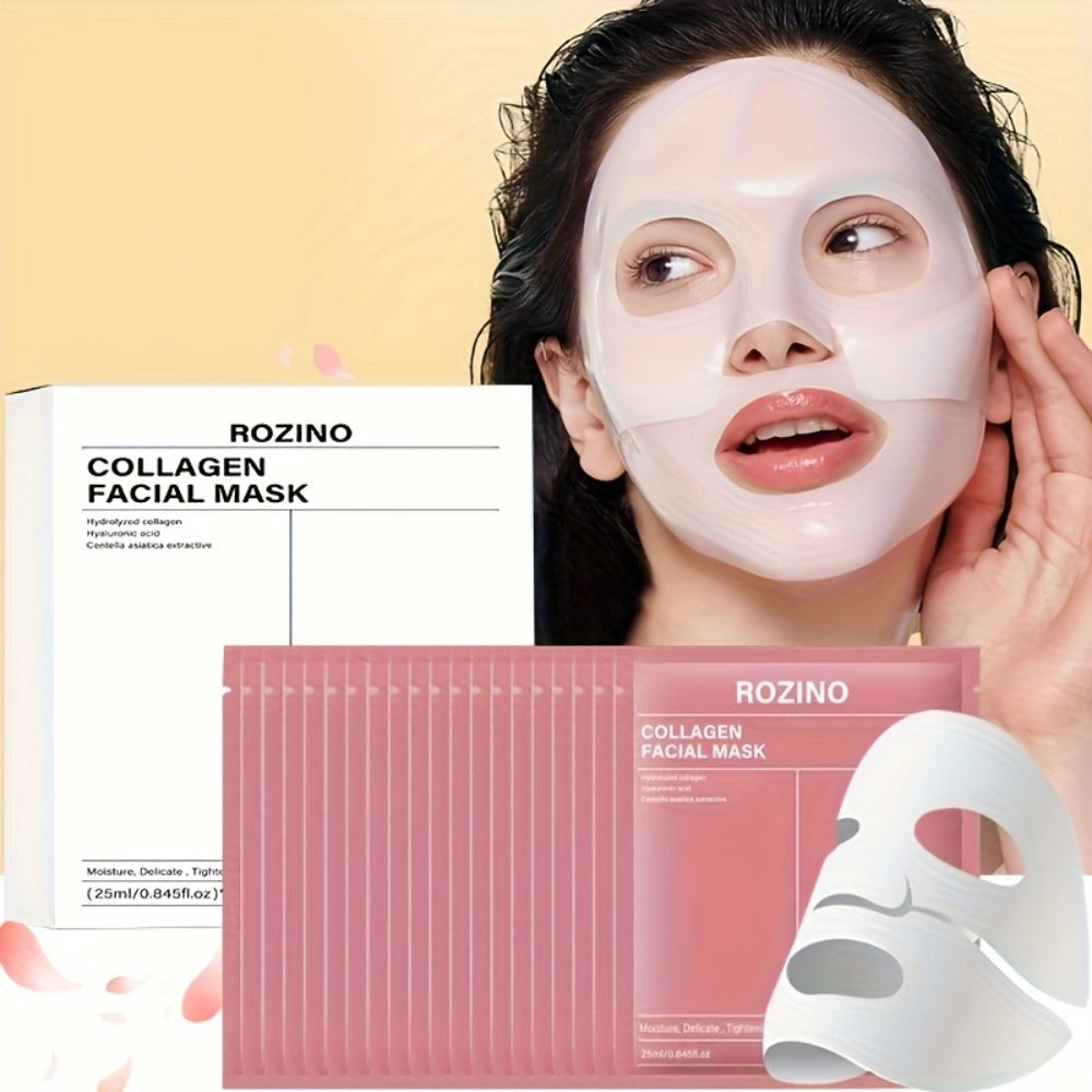 Collagen Sleeping Mask 20pcs Hyaluronic Acid Aloe Vera Deeply Moisturizing Overnight Hydrating Night Mask for Sensitive All Skin Types ROZINO 25ml per Pack Women